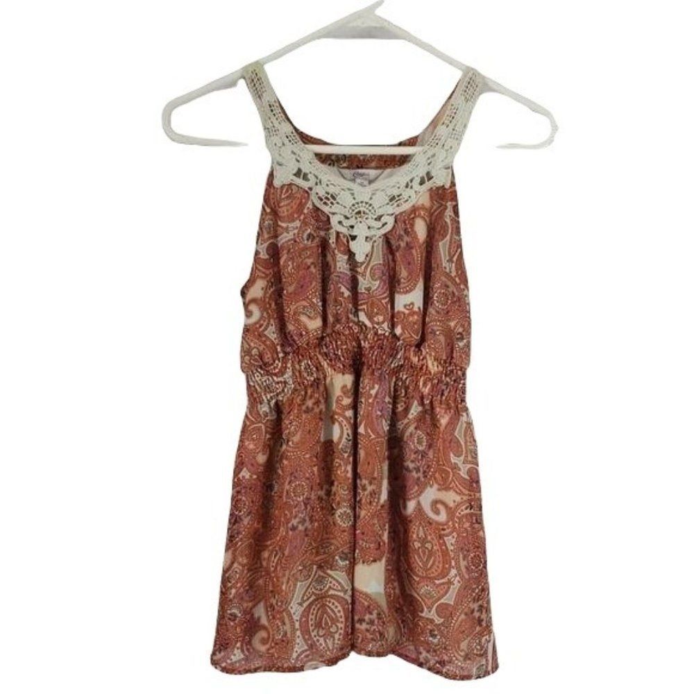 Candies Orange Paisley Peplum‎ medium tank Blouse